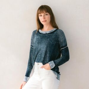 Mersea Saltwash Sweater Bamboo Cashmere Modal Lightwight Blue Pullover Luxury SM